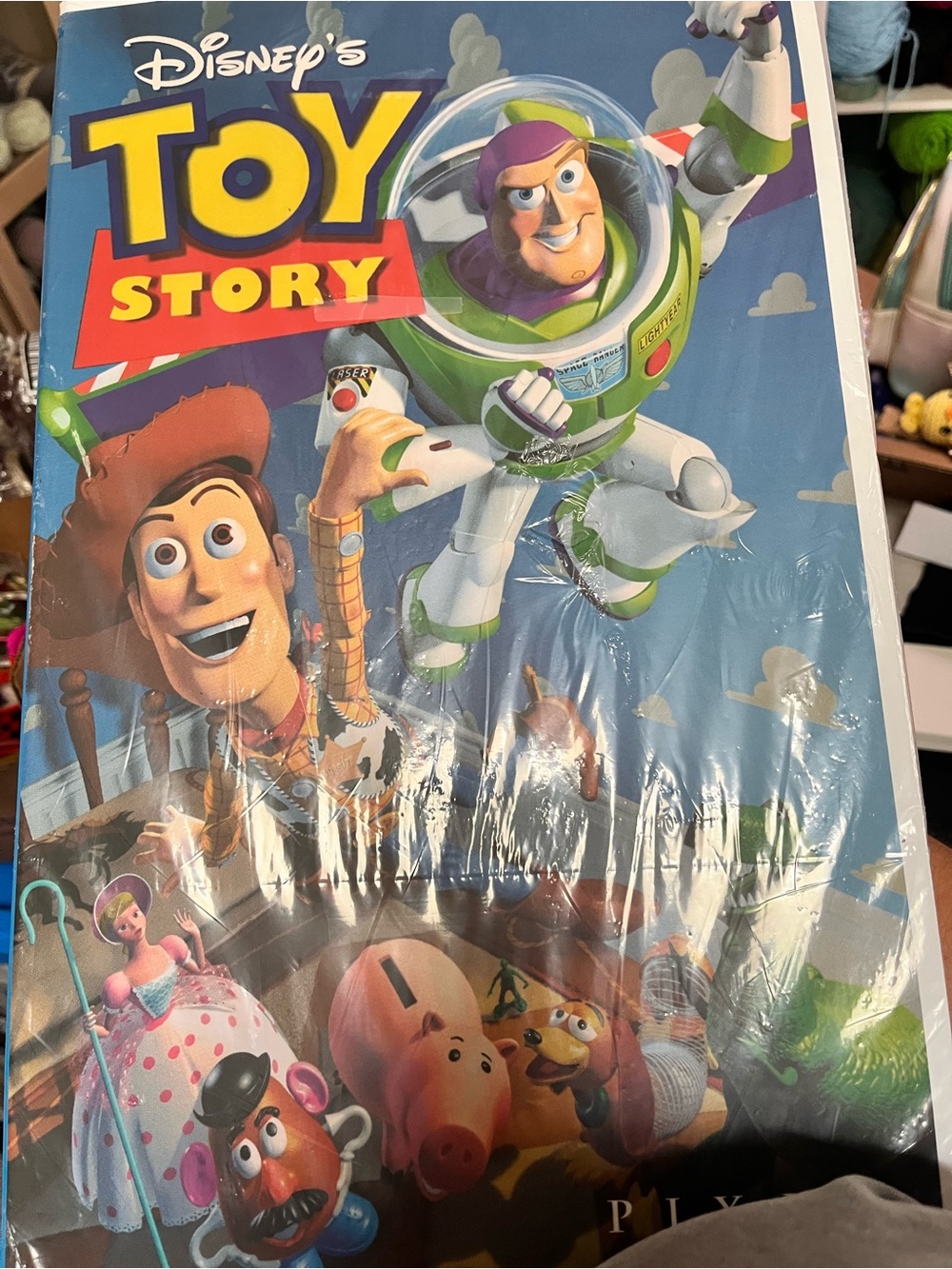 Disney Toy Story VHS blanket- Buzz Lightyear & Woody (blue, green, yellow)